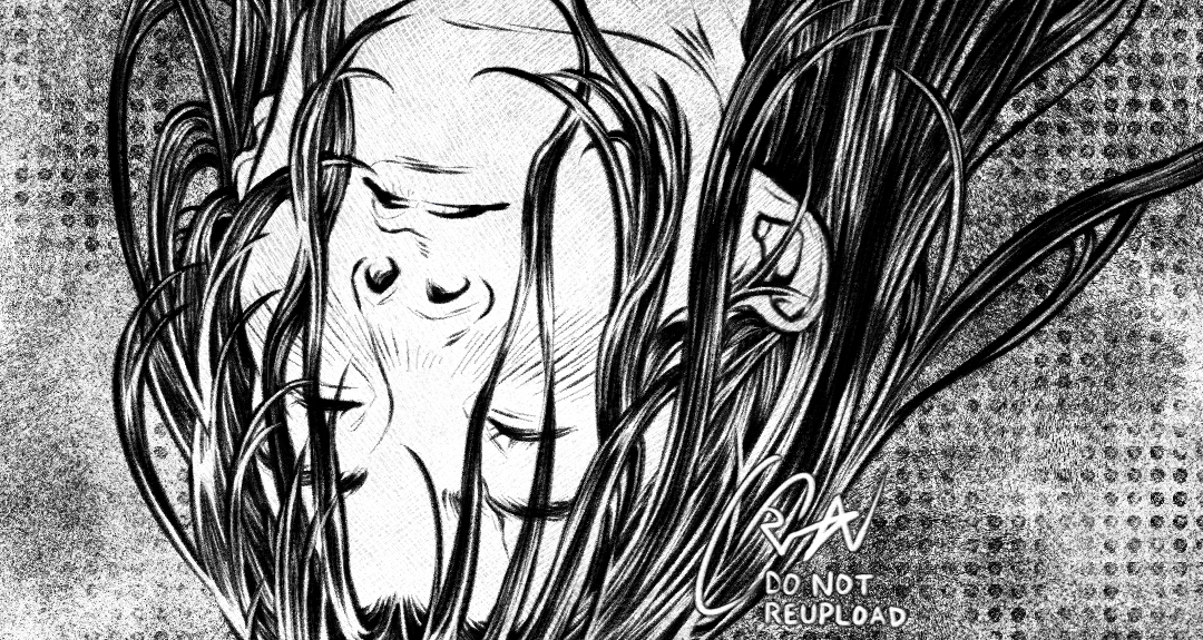 A close up crop focused on the main figure's sleeping face.